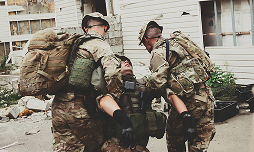 Rescue operation by British Forces Tactical Combat Casualty Care (TCCC) - National Association of Emergency Medical Technicians (NAEMT)